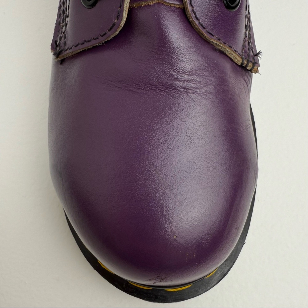 Vintage Dr. Martens England 1919 Purple Leather Steel Toe 10 Eye Boots UK 5 - Picture 8 of 16